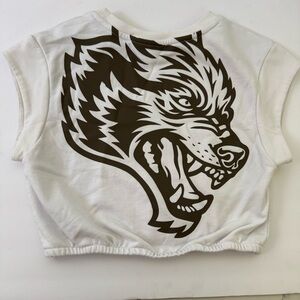 Darc Sport SHE White Cotton Cropped Wolf Graphic Print Women's Medium 43 Of 500